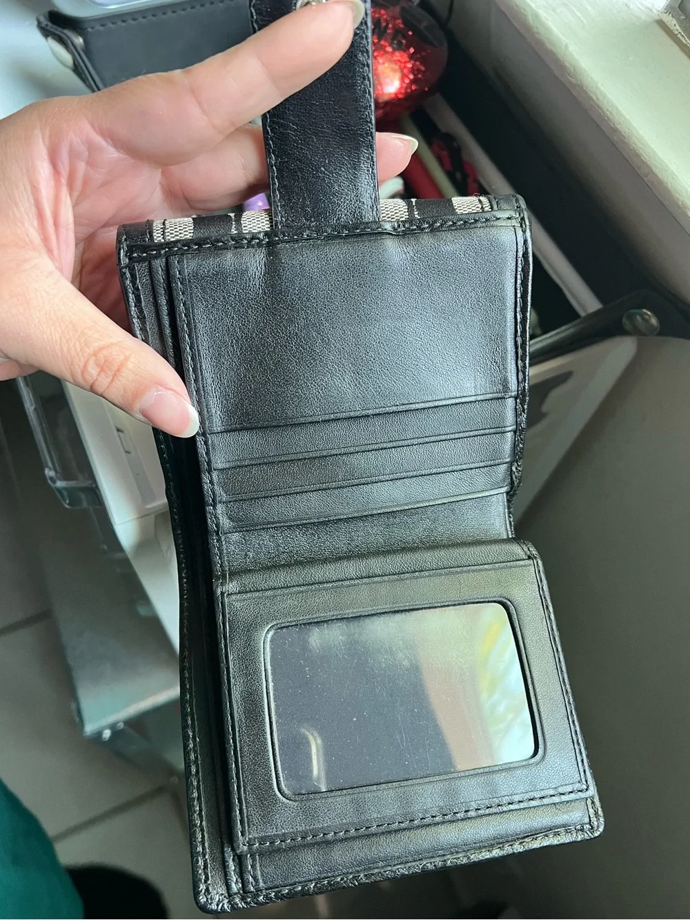 Black & Cream Signature Pattern Small Wallet